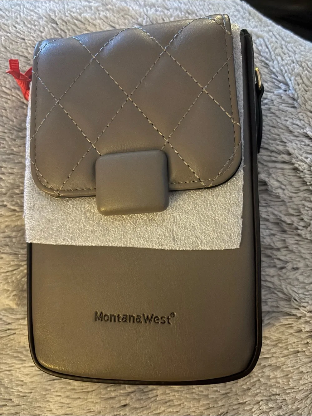Montana West Gray Quilted Crossbody Phone Bag